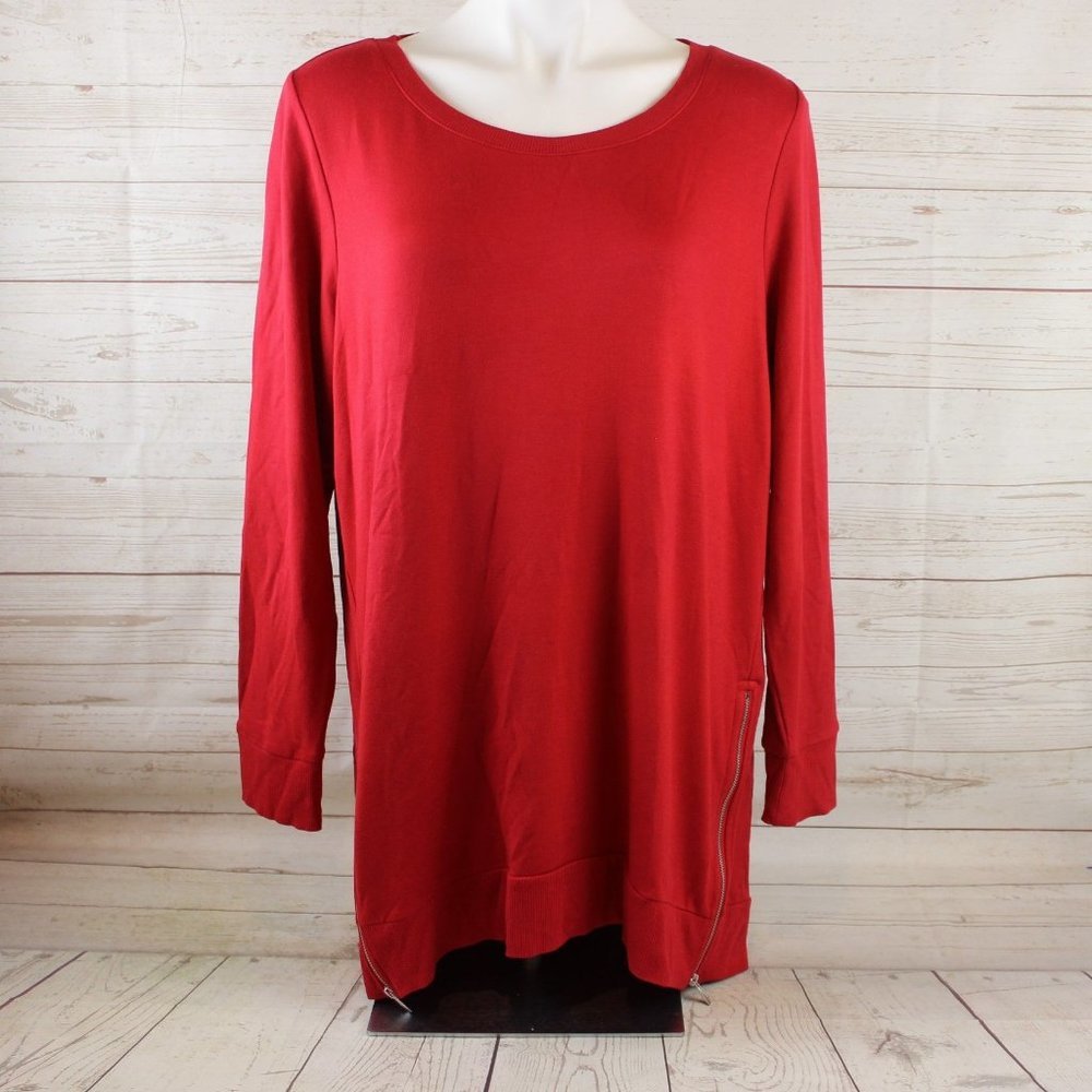 Chico's Zenergy 2 L 12 Red Fleece Lined Tunic